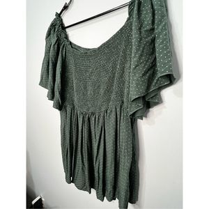 Green Polka Dot Blouse Size XL Summer Top Spring Top Cute Shirt